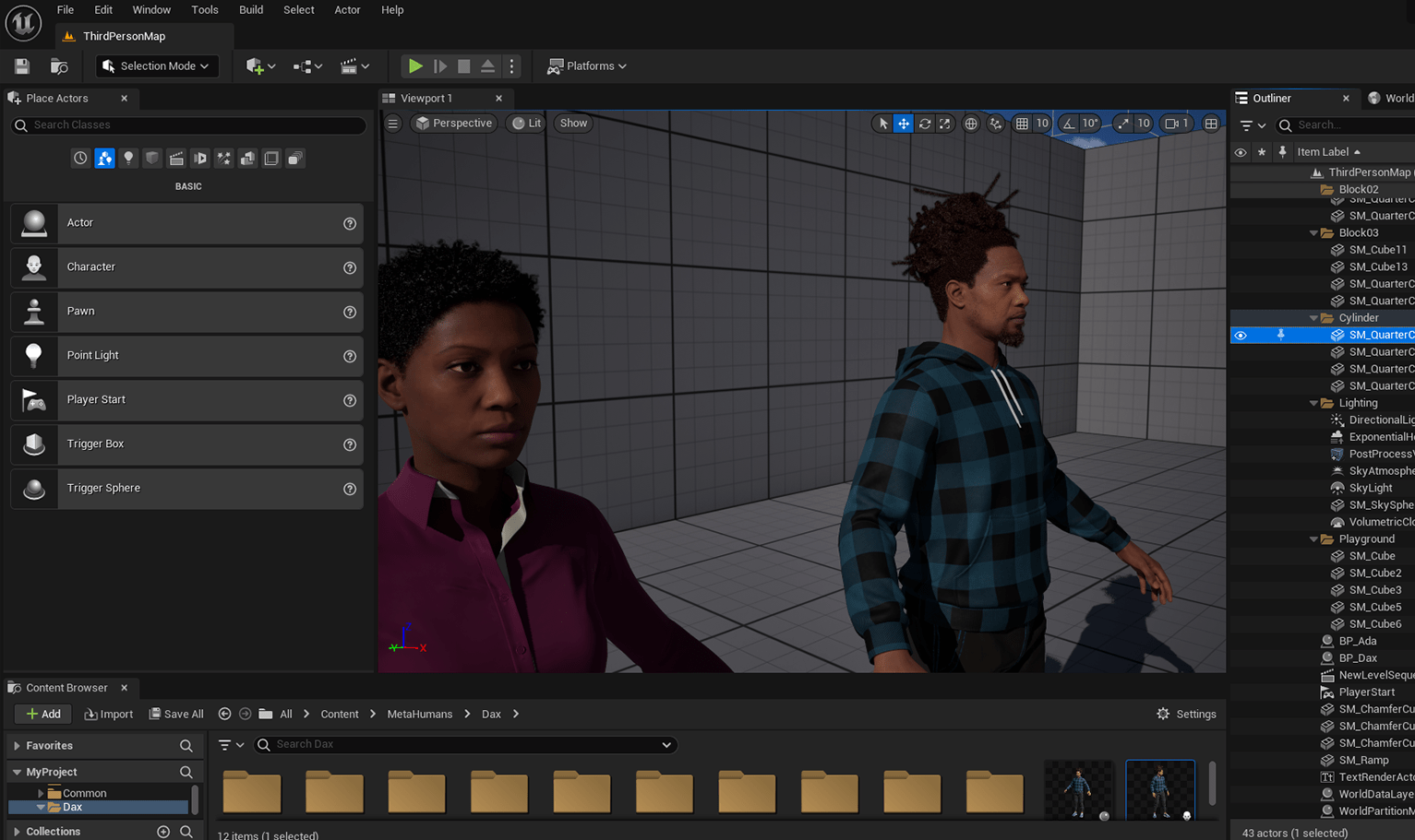 PixelHair ready-made Long Dreads Bun 3D hairstyle on a metahuman in Unreal Engine 5