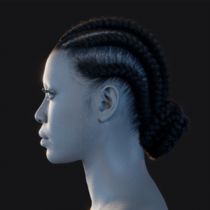 PixelHair ready-made Braids Bun 3D hairstyle in Blender using Blender hair particle system