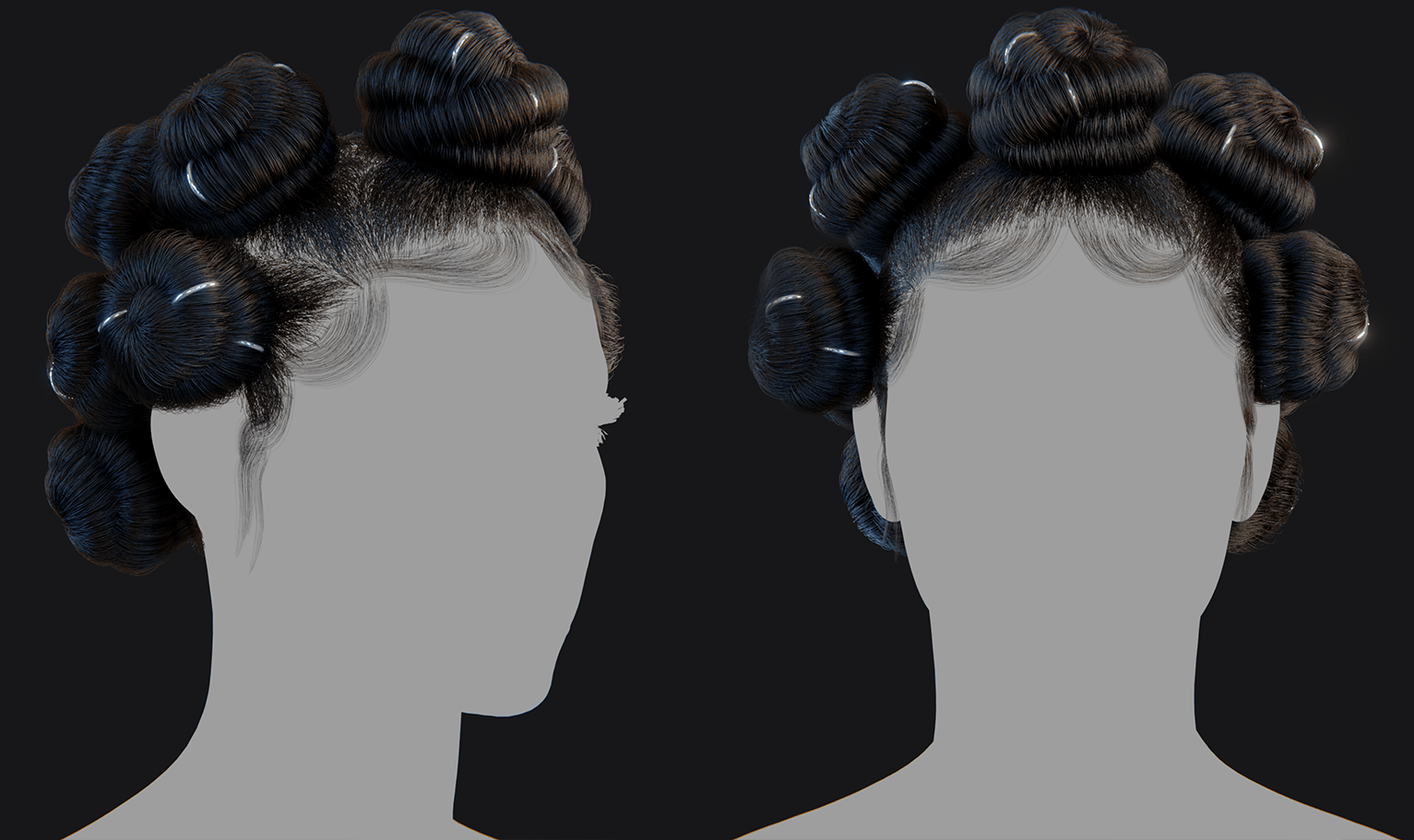 Free PixelHair ready-made Bantu Knots 3D hairstyle in Blender using Blender hair particle system