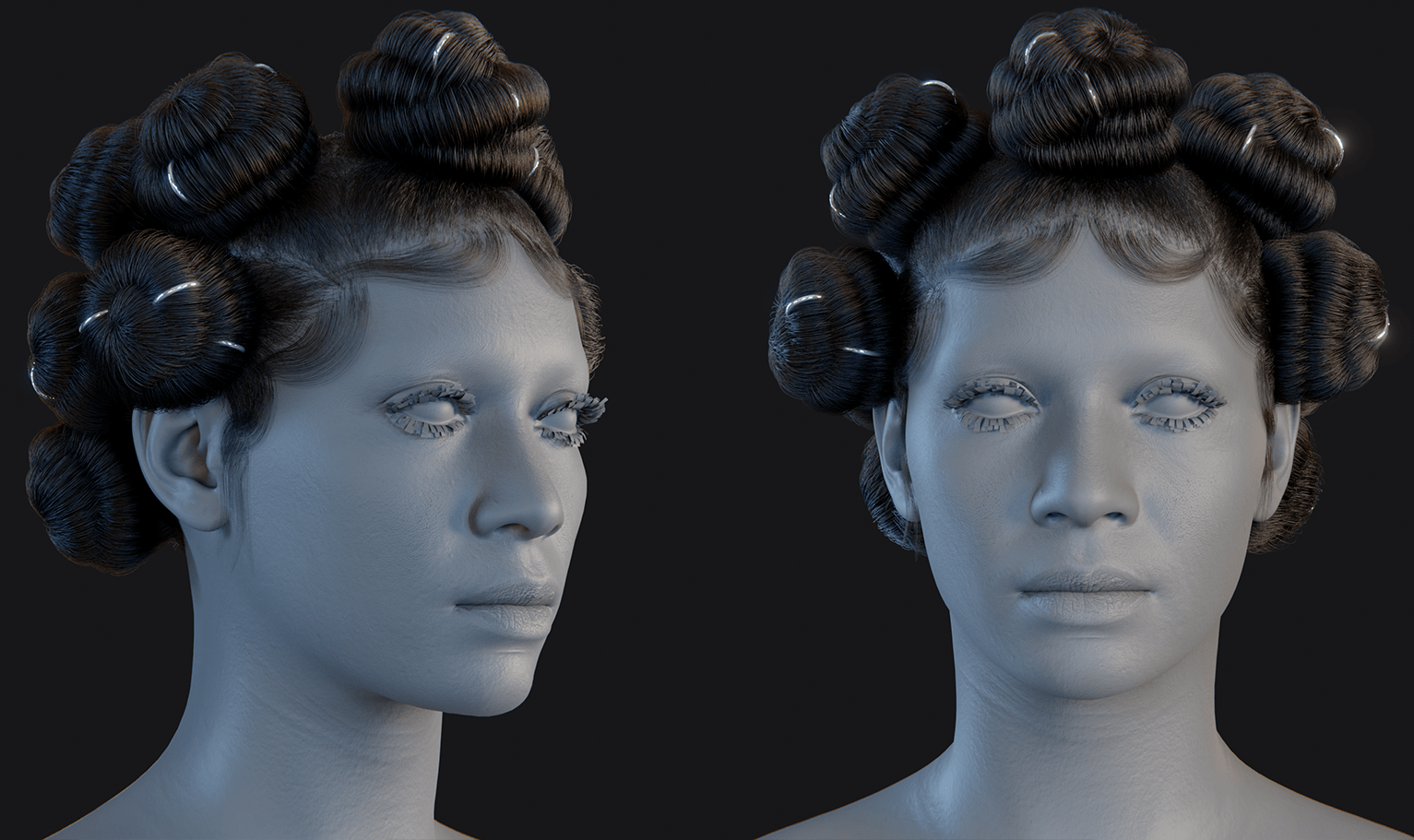 Free PixelHair ready-made Bantu Knots 3D hairstyle in Blender using Blender hair particle system