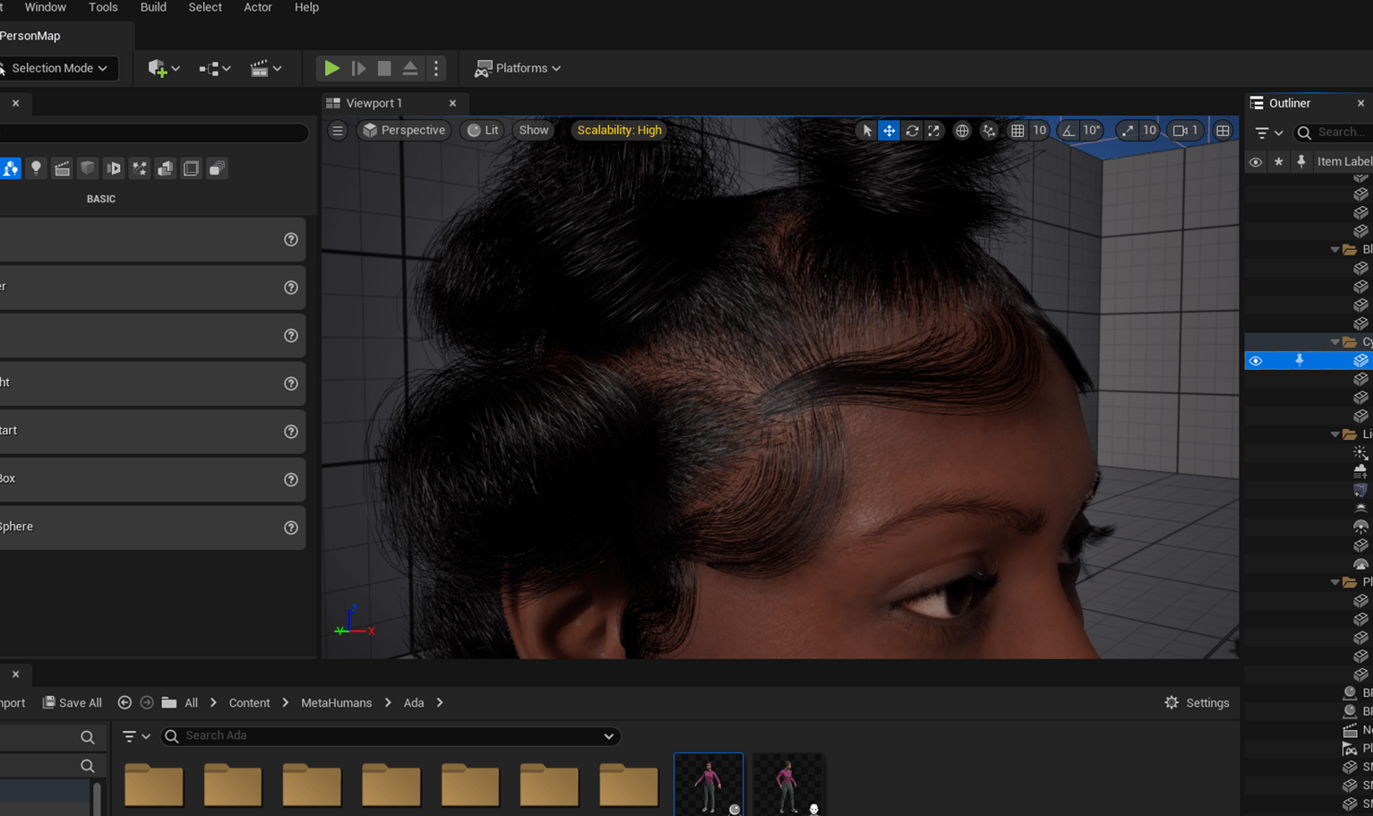 Free PixelHair ready-made Bantu Knots 3D hairstyle on a metahuman in Unreal Engine 5