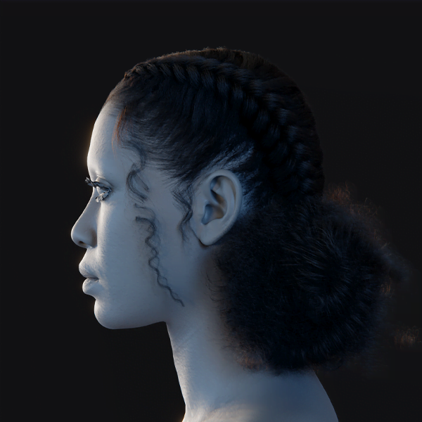 PixelHair ready-made Braids pigtail double bun 3D hairstyle in Blender using Blender hair particle system