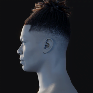 PixelHair ready-made top bun dreads fade 3D hairstyle in Blender using Blender hair particle system