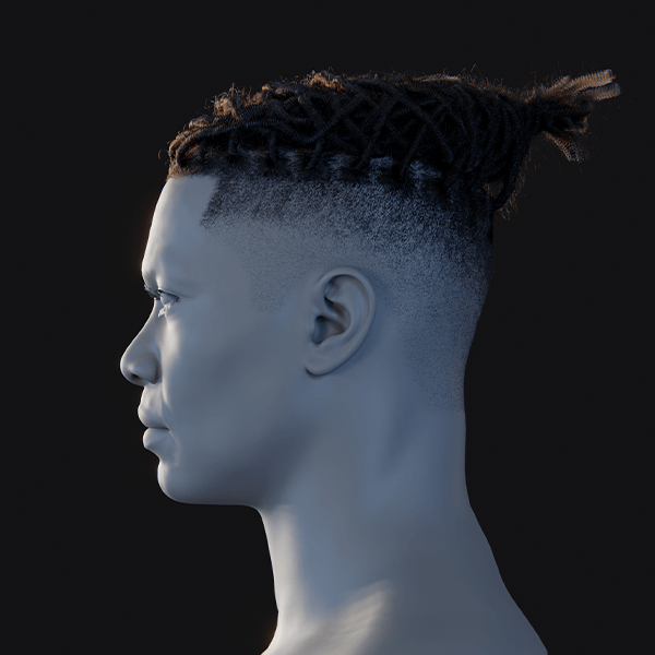 Pixelhair ready-made top woven dreads fade 3d hairstyle in blender using blender hair particle system