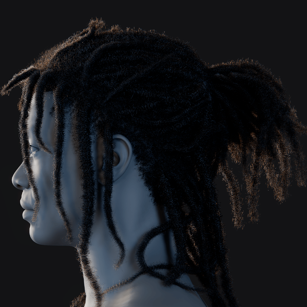 PixelHair ready-made Jcole dreads 3D hairstyle in Blender using hair particle system