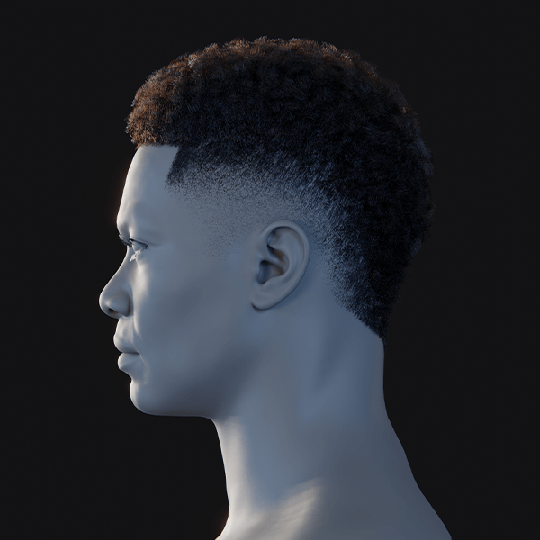 Pixelhair ready-made rhino from loveliveserve style mohawk fade / taper 3d hairstyle in blender using blender hair particle system