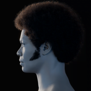 PixelHair ready-made Vintage Bob Afro 3D hairstyle in Blender using Blender hair particle system