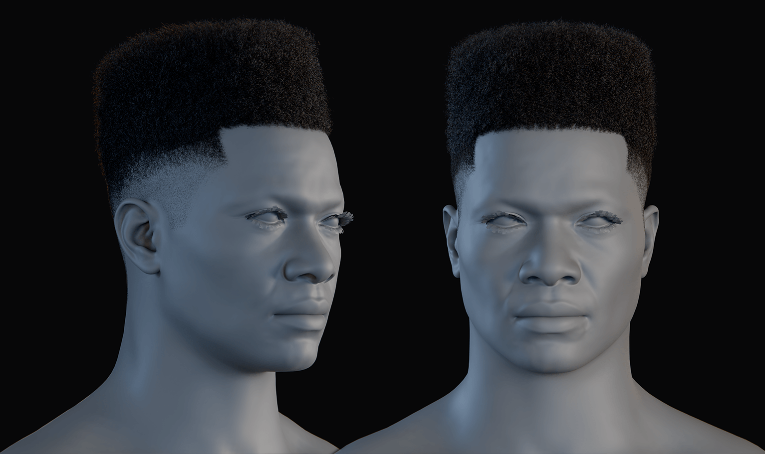 PixelHair ready-made Vintage Flat Top Afro hairstyle in Blender using Blender hair particle system