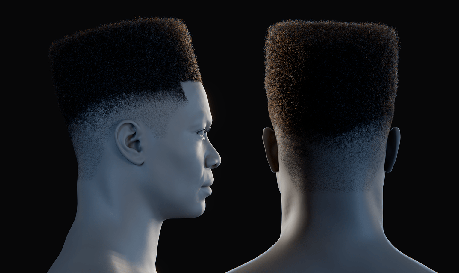 PixelHair ready-made Vintage Flat Top Afro hairstyle in Blender using Blender hair particle system