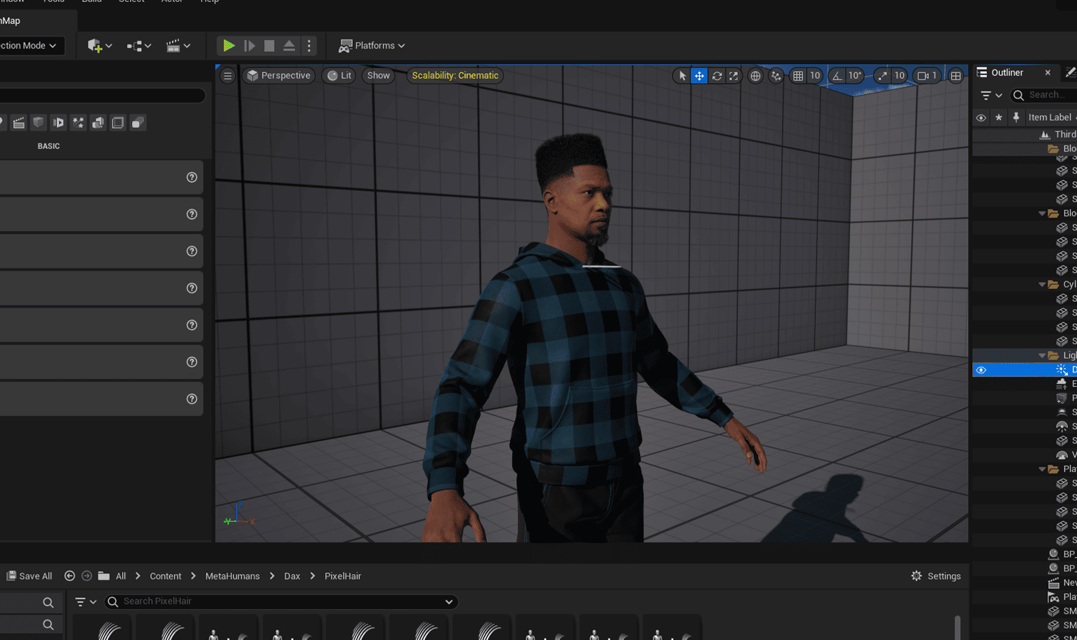 PixelHair ready-made Vintage Flat Top Afro 3D hairstyle on a metahuman in Unreal Engine 5