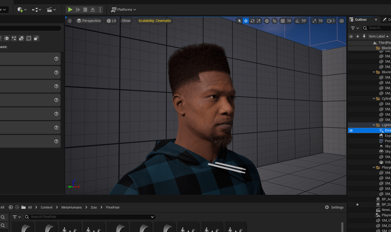 PixelHair ready-made Vintage Flat Top Afro 3D hairstyle on a metahuman in Unreal Engine 5