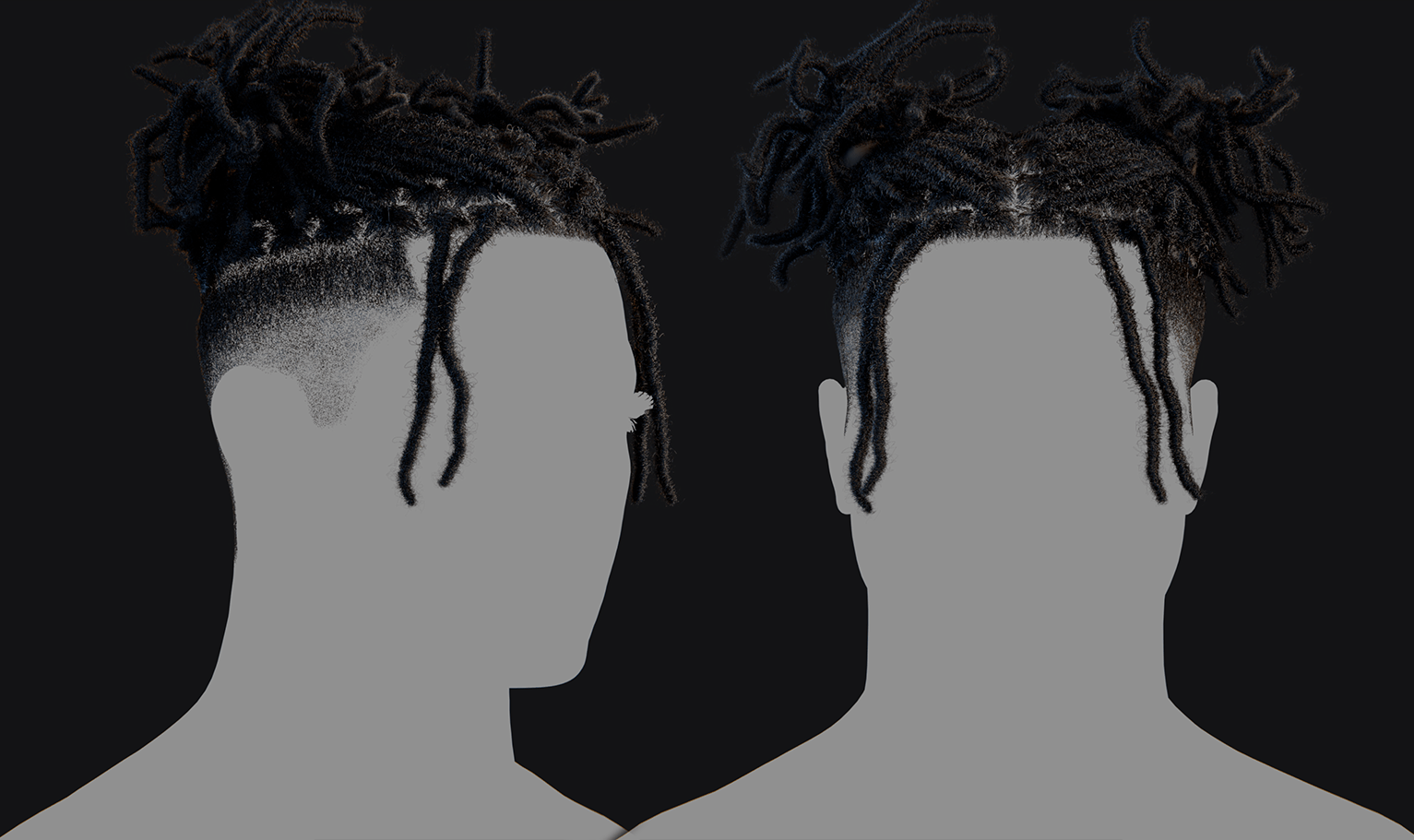 PixelHair ready-made dreads pigtail hairstyle in Blender using Blender hair particle system