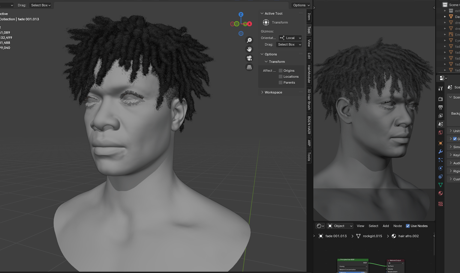 PixelHair ready-made Scarlxrd dreads hairstyle in Blender using Blender hair particle system