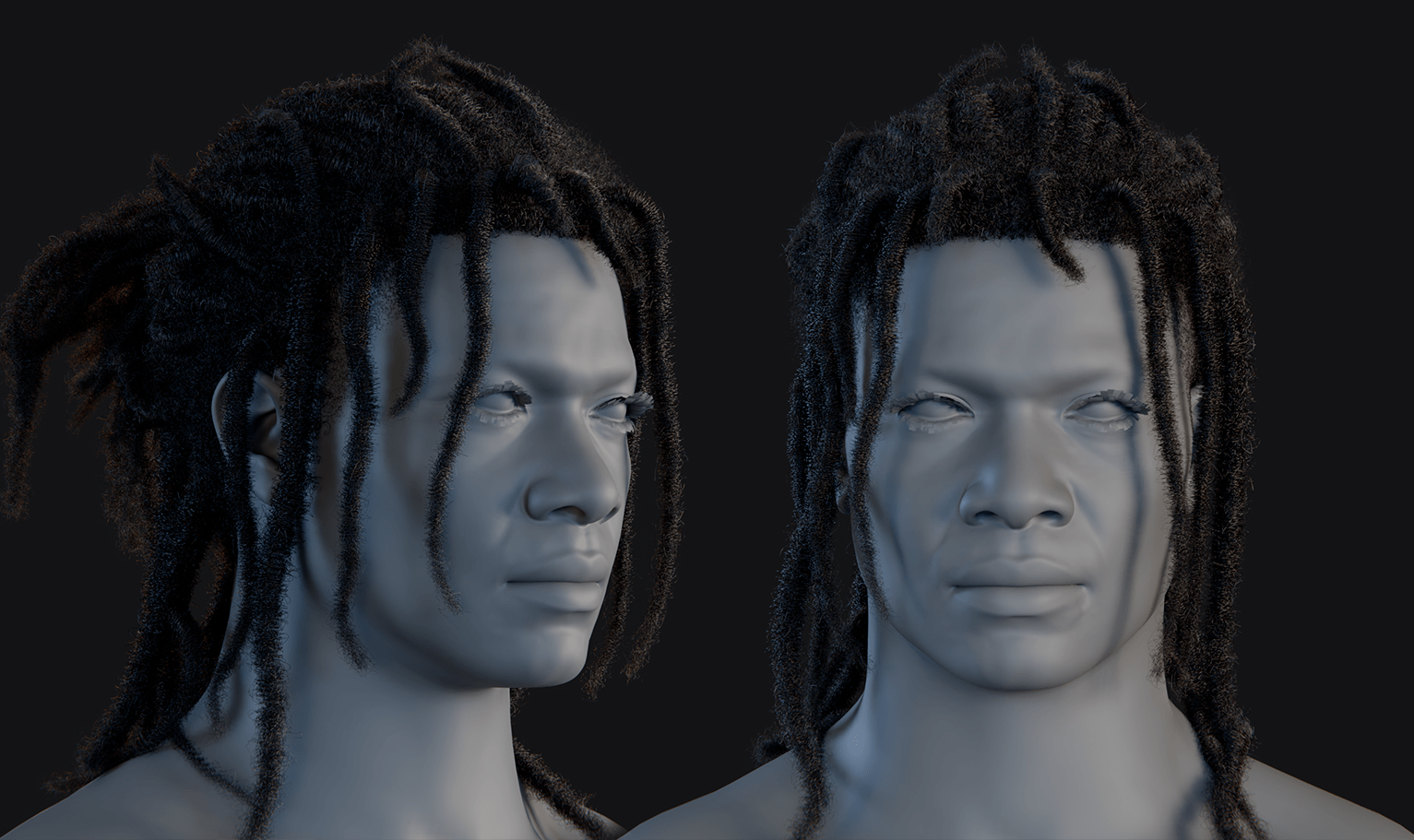 PixelHair ready-made Jcole dreads 3D hairstyle in Blender using hair particle system