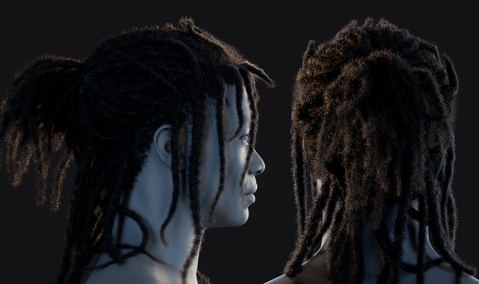 PixelHair ready-made Jcole dreads 3D hairstyle in Blender using hair particle system