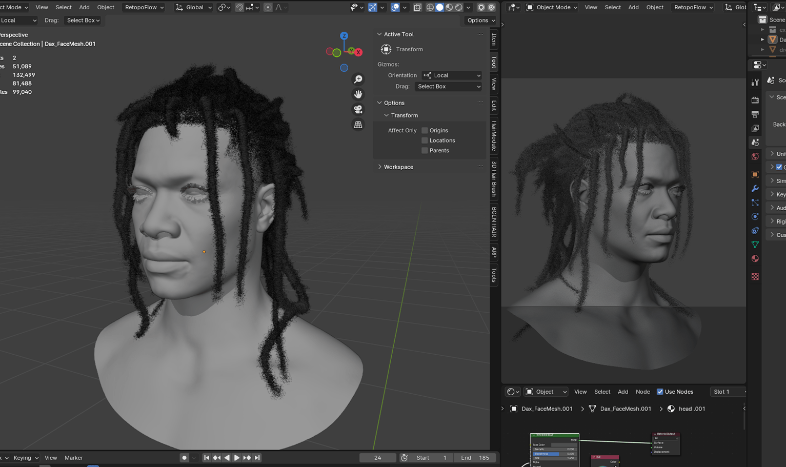 PixelHair ready-made Jcole dreads 3D hairstyle in Blender using hair particle system