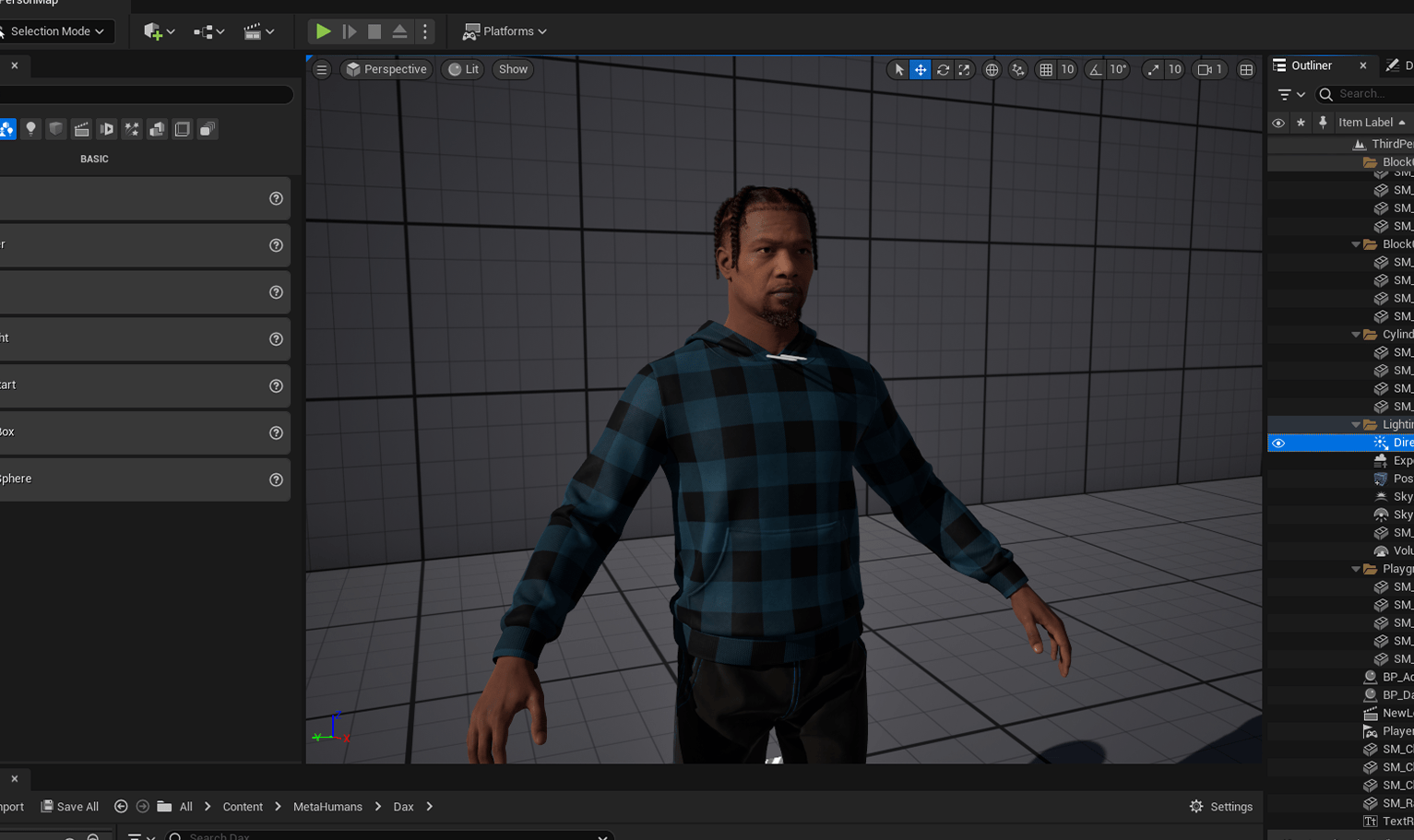 PixelHair ready-made top four hanging braids fade 3D hairstyle on a metahuman in Unreal Engine 5