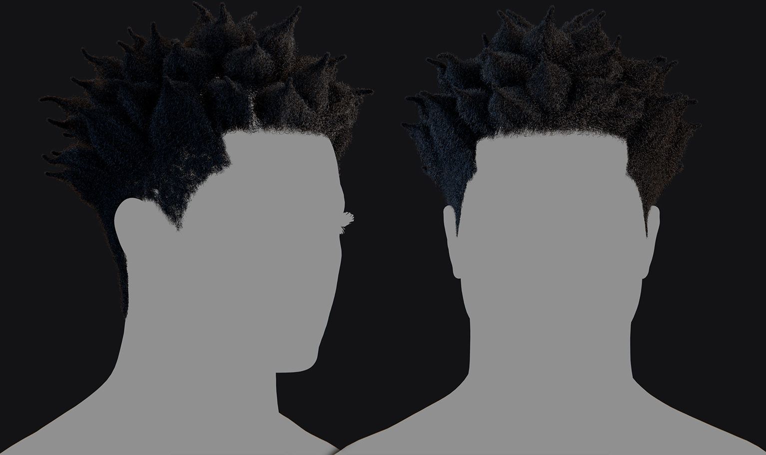 PixelHair ready-made spiked afro 3D hairstyle in Blender using hair particle system