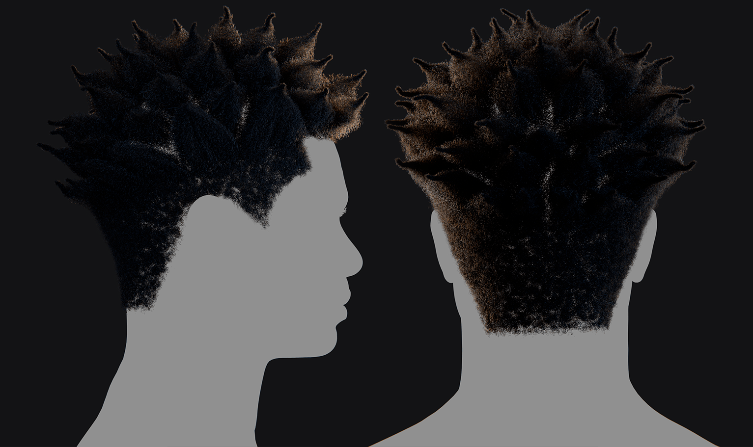 PixelHair ready-made spiked afro 3D hairstyle in Blender using hair particle system