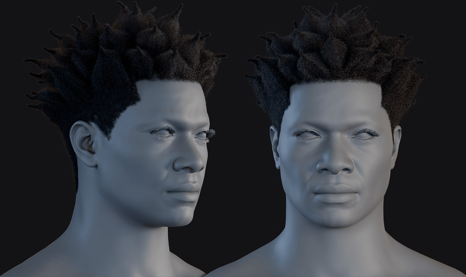 PixelHair ready-made spiked afro 3D hairstyle in Blender using hair particle system