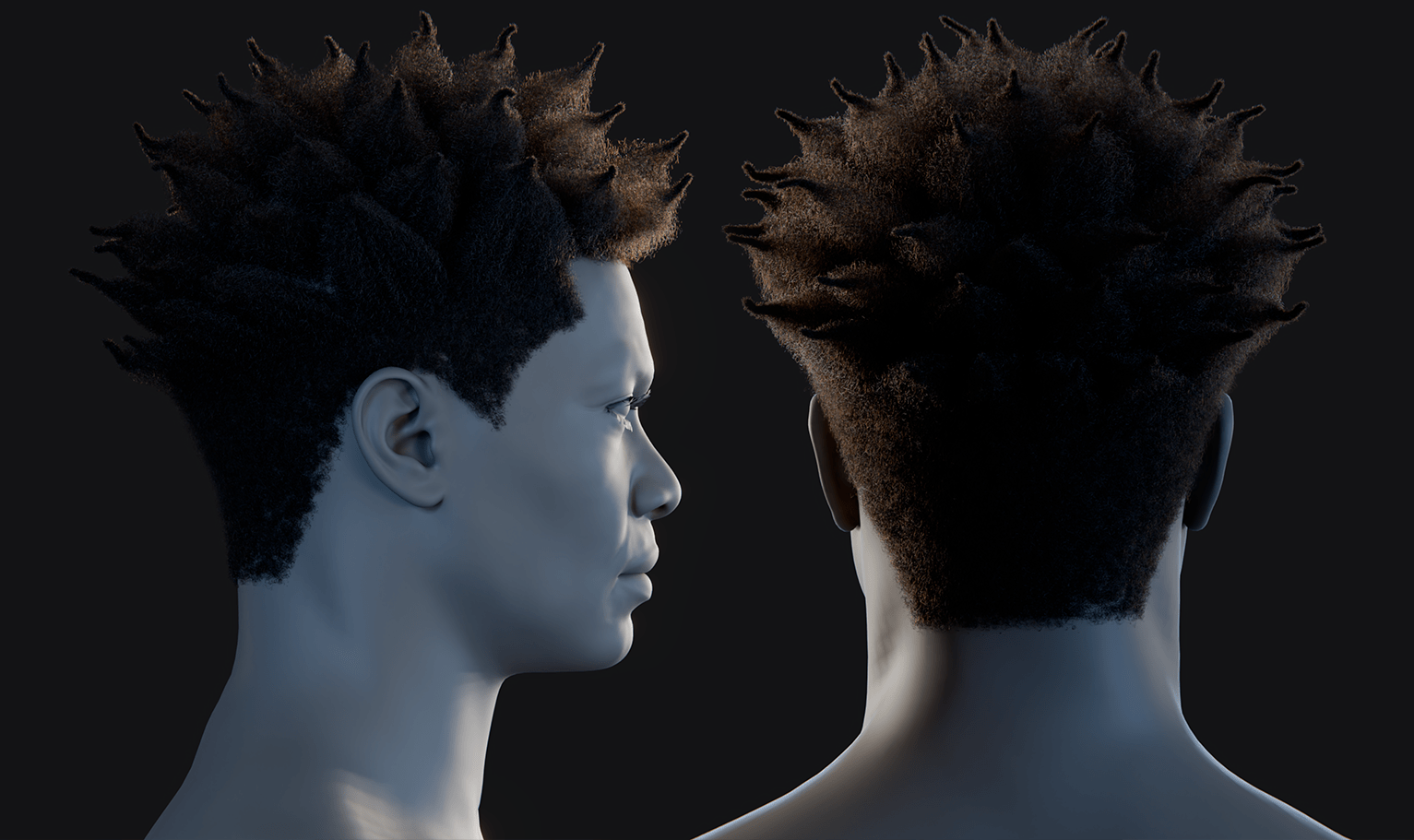 PixelHair ready-made spiked afro 3D hairstyle in Blender using hair particle system