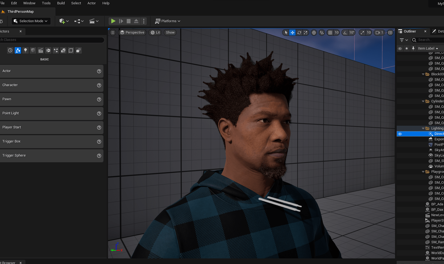 PixelHair ready-made spiked afro 3D hairstyle on a metahuman in Unreal Engine 5