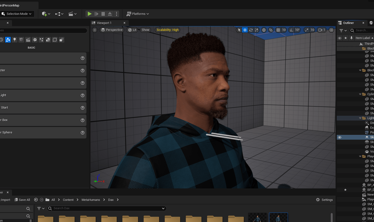 PixelHair ready-made Rema dreads 3D hairstyle on a metahuman in Unreal Engine 5