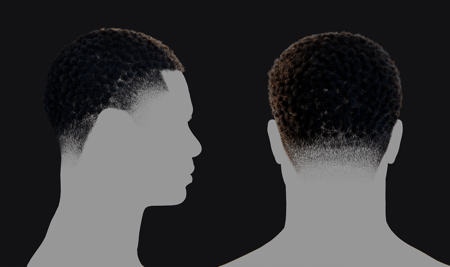 PixelHair ready-made Afro fade 3D hairstyle in Blender using Blender hair particle system