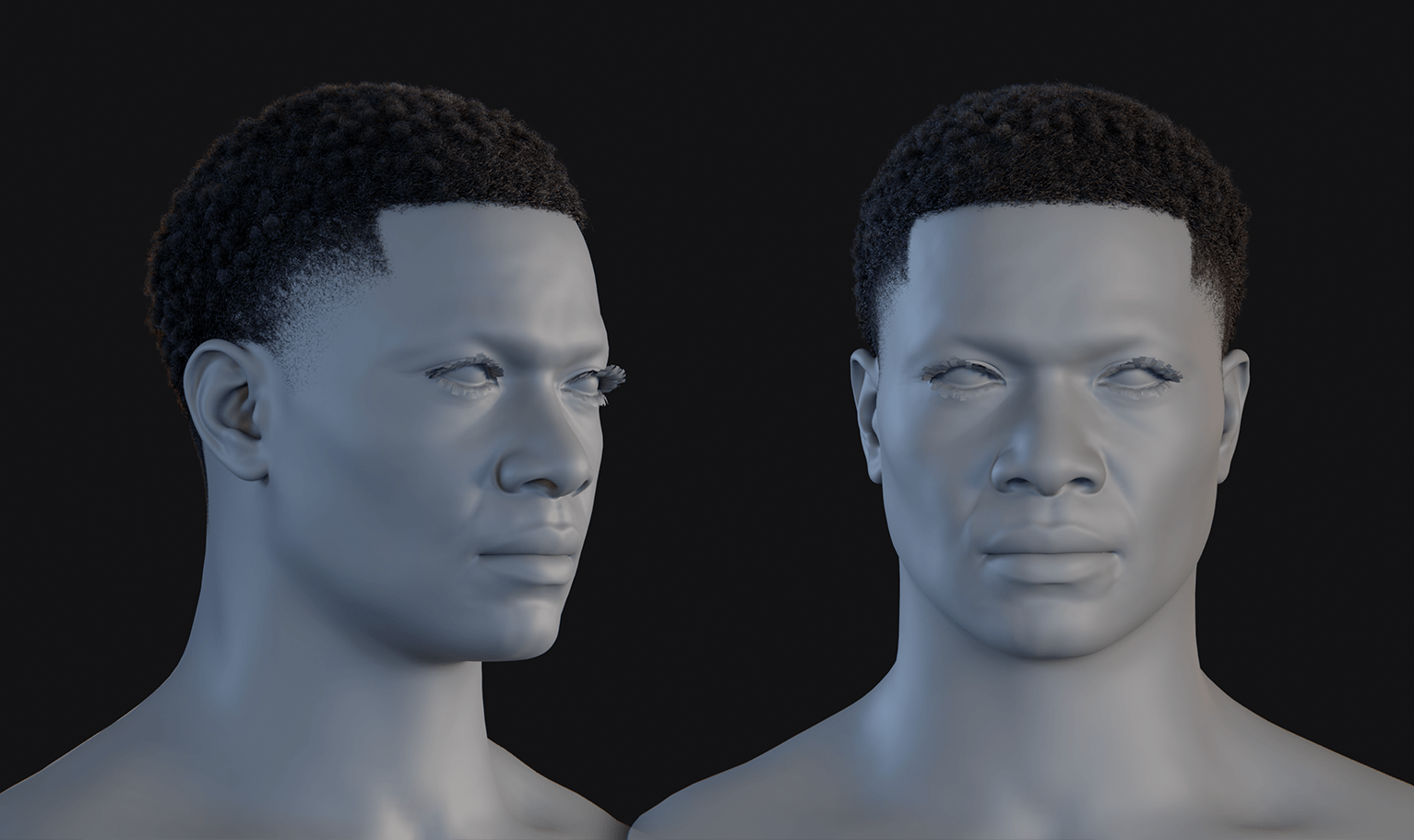 PixelHair ready-made Afro fade 3D hairstyle in Blender using Blender hair particle system