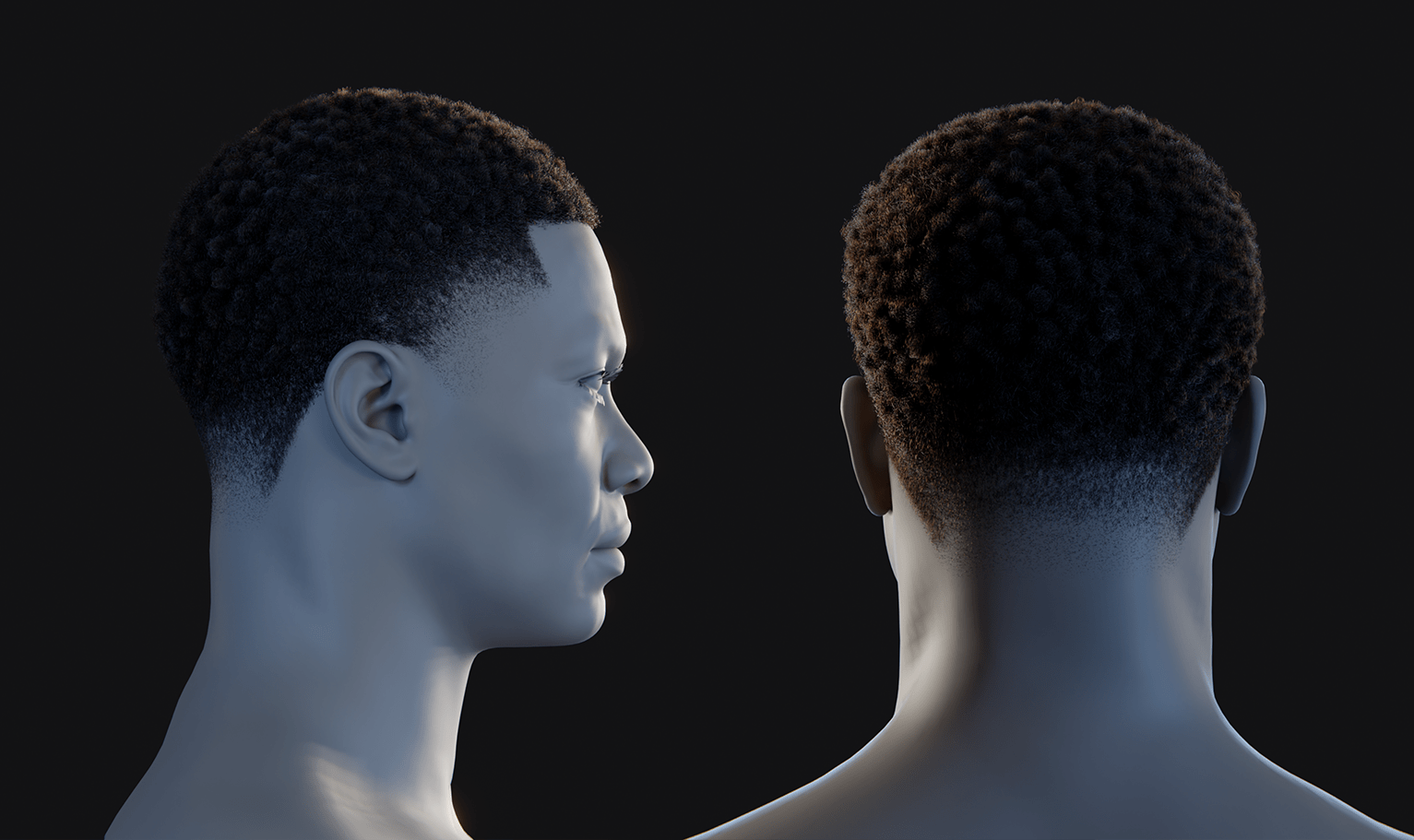 PixelHair ready-made Afro fade 3D hairstyle in Blender using Blender hair particle system