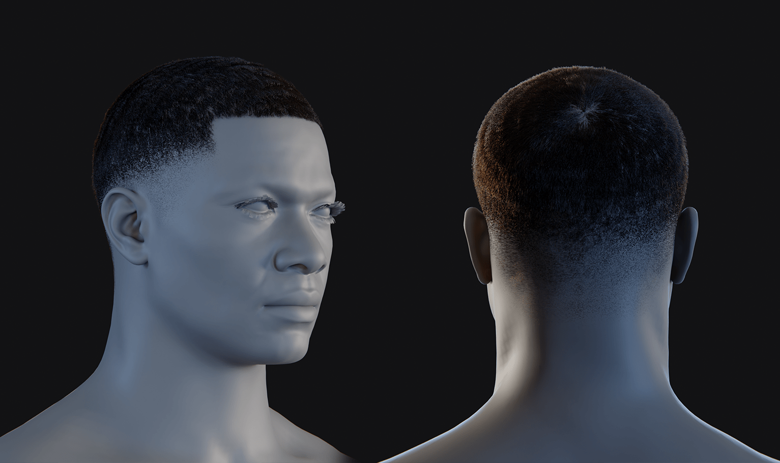 PixelHair ready-made faded waves 3D hairstyle in Blender using Blender hair particle system