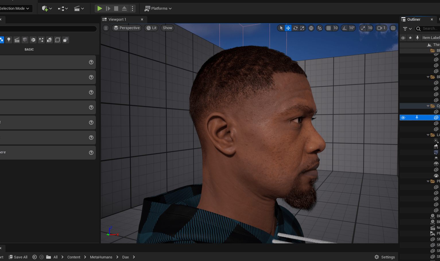 PixelHair ready-made Faded waves 3D hairstyle on a metahuman in Unreal Engine 5