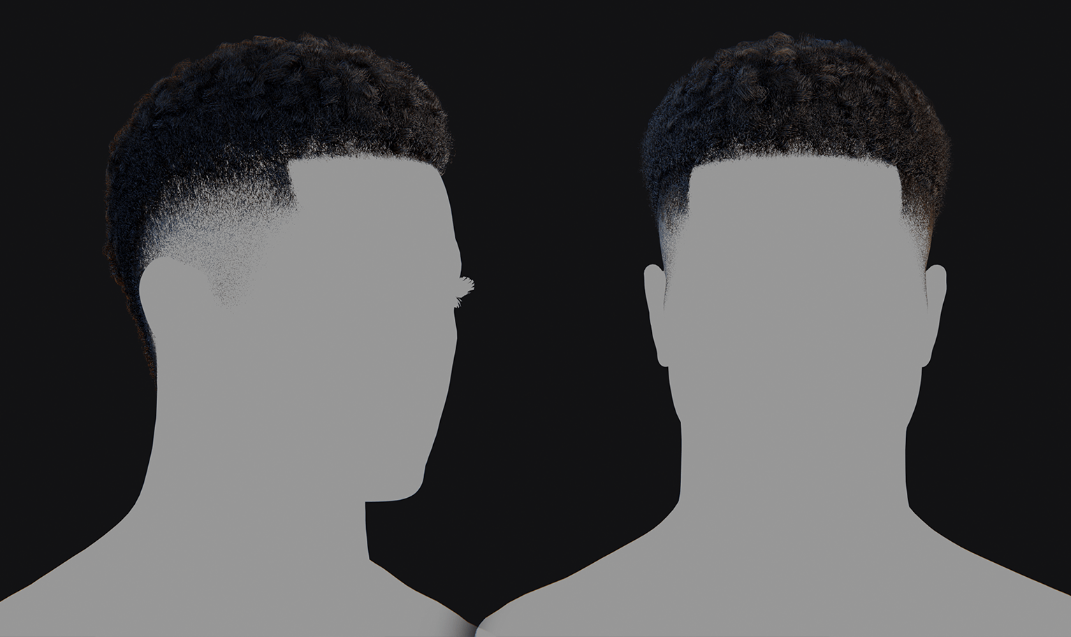 PixelHair ready-made Rhino from loveliveserve style Mohawk fade / Taper 3D hairstyle in Blender using Blender hair particle system