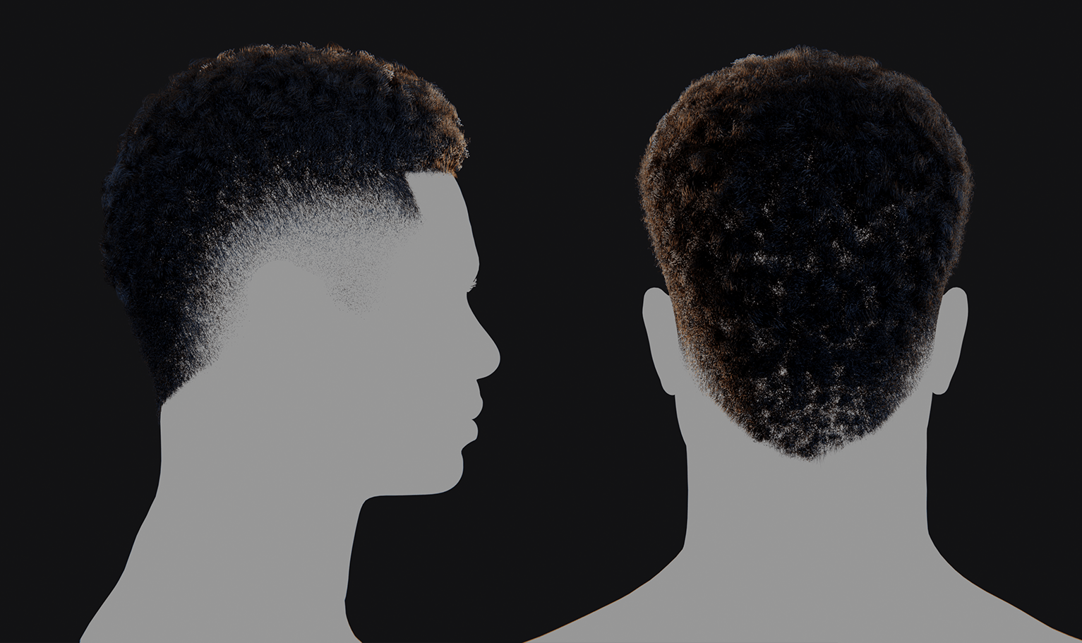 PixelHair ready-made Rhino from loveliveserve style Mohawk fade / Taper 3D hairstyle in Blender using Blender hair particle system