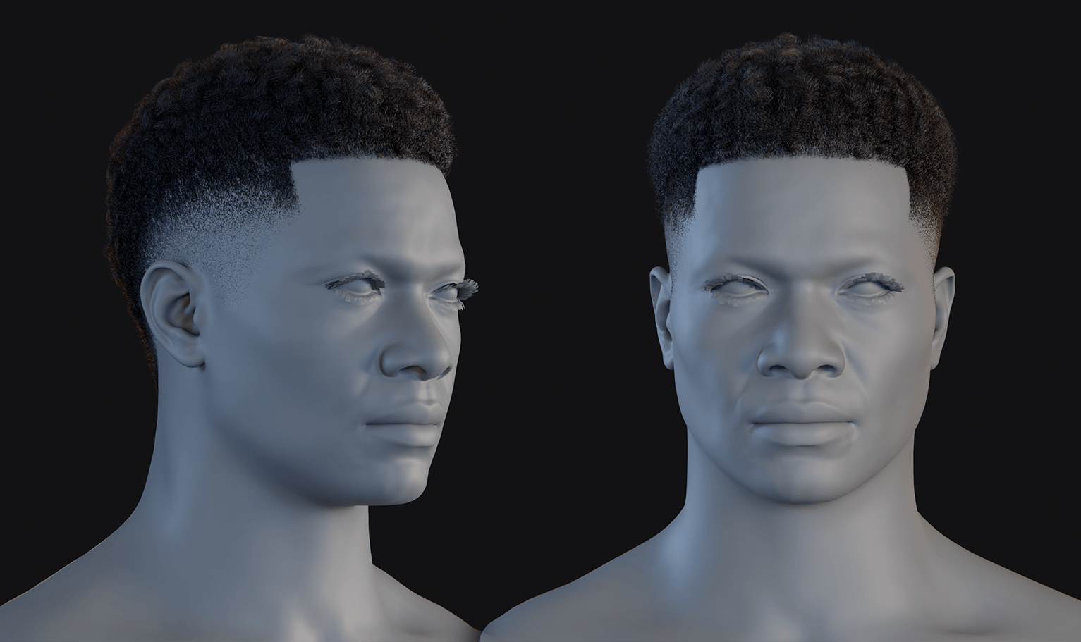 PixelHair ready-made Rhino from loveliveserve style Mohawk fade / Taper 3D hairstyle in Blender using Blender hair particle system