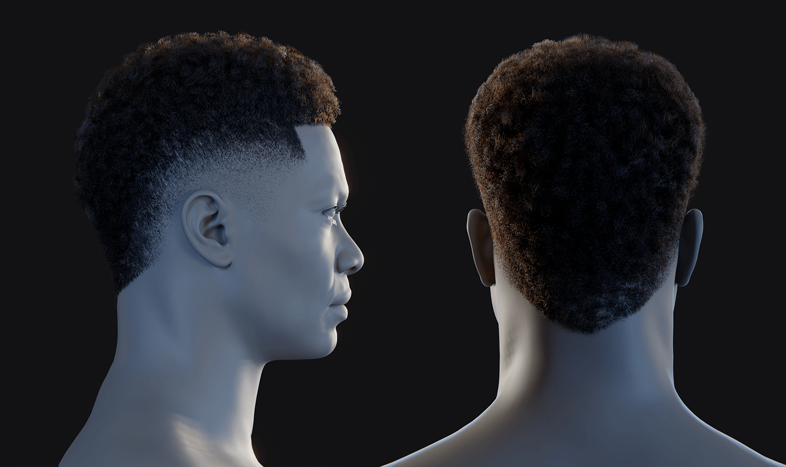 PixelHair ready-made Rhino from loveliveserve style Mohawk fade / Taper 3D hairstyle in Blender using Blender hair particle system