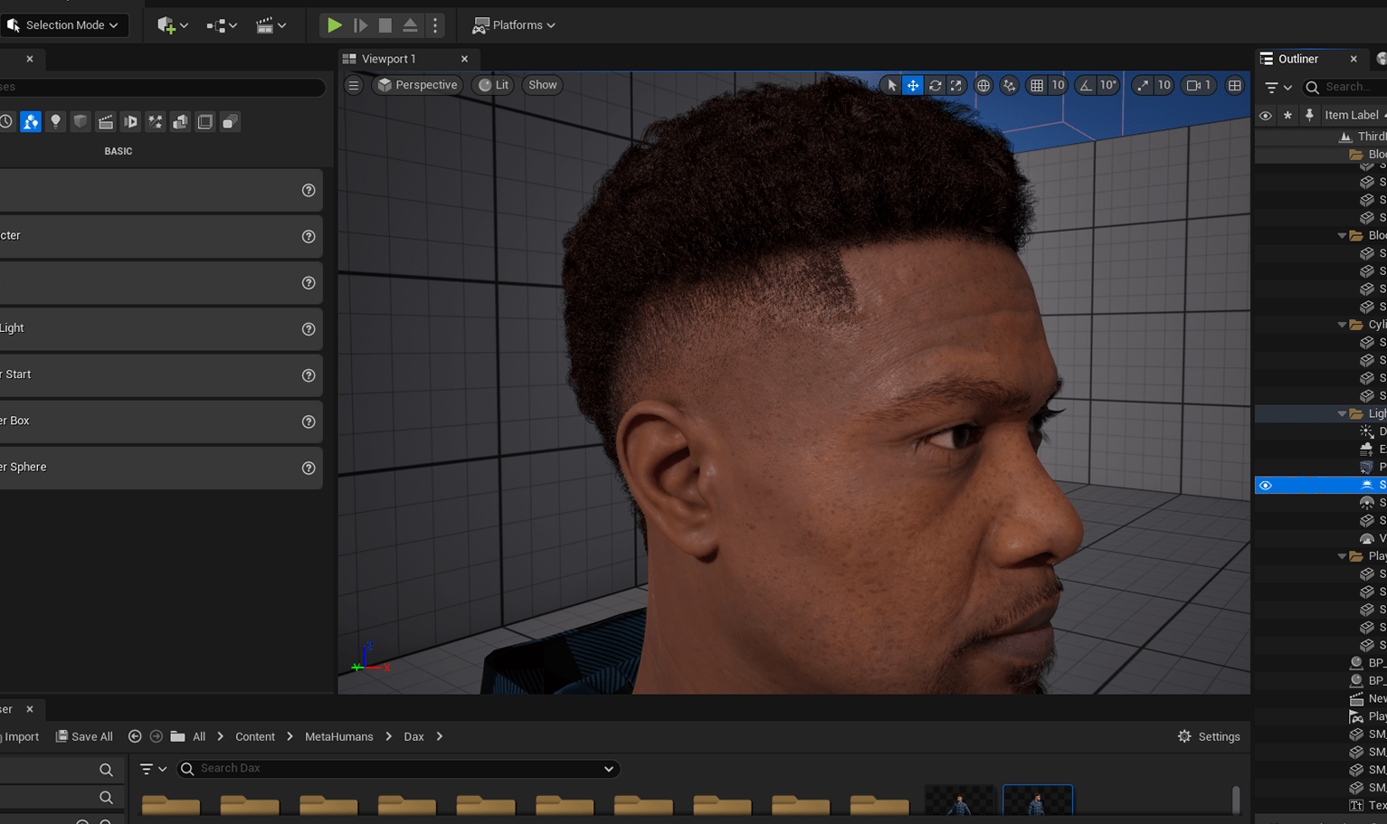 PixelHair ready-made Rhino from loveliveserve style Mohawk fade / Taper 3D hairstyle on a metahuman in Unreal Engine 5