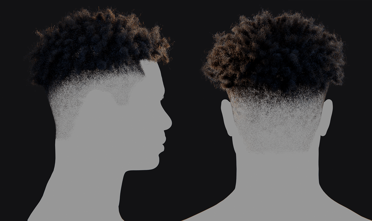 PixelHair ready-made Top short dreads fade 3D hairstyle in Blender using Blender hair particle system