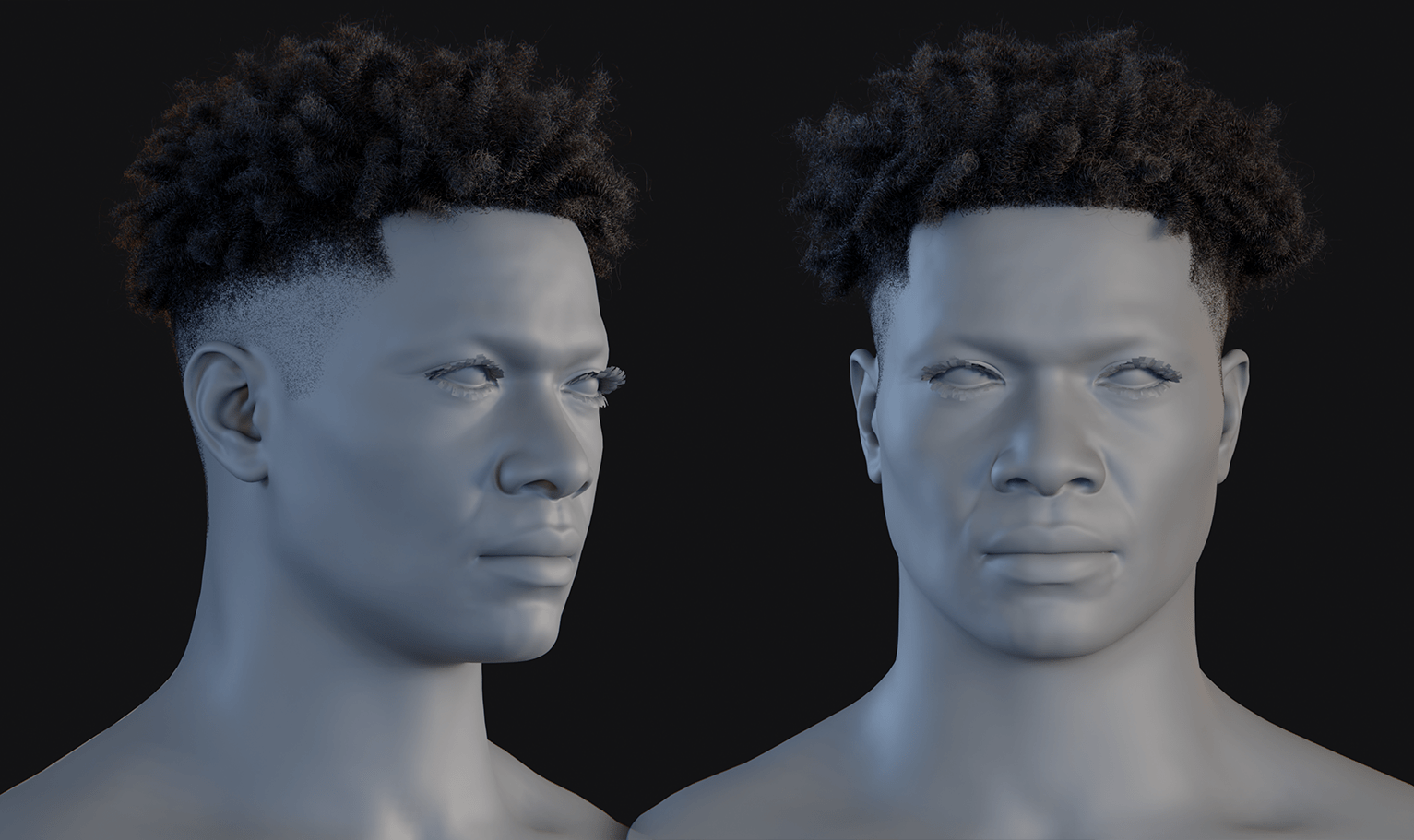 PixelHair ready-made Top short dreads fade 3D hairstyle in Blender using Blender hair particle system