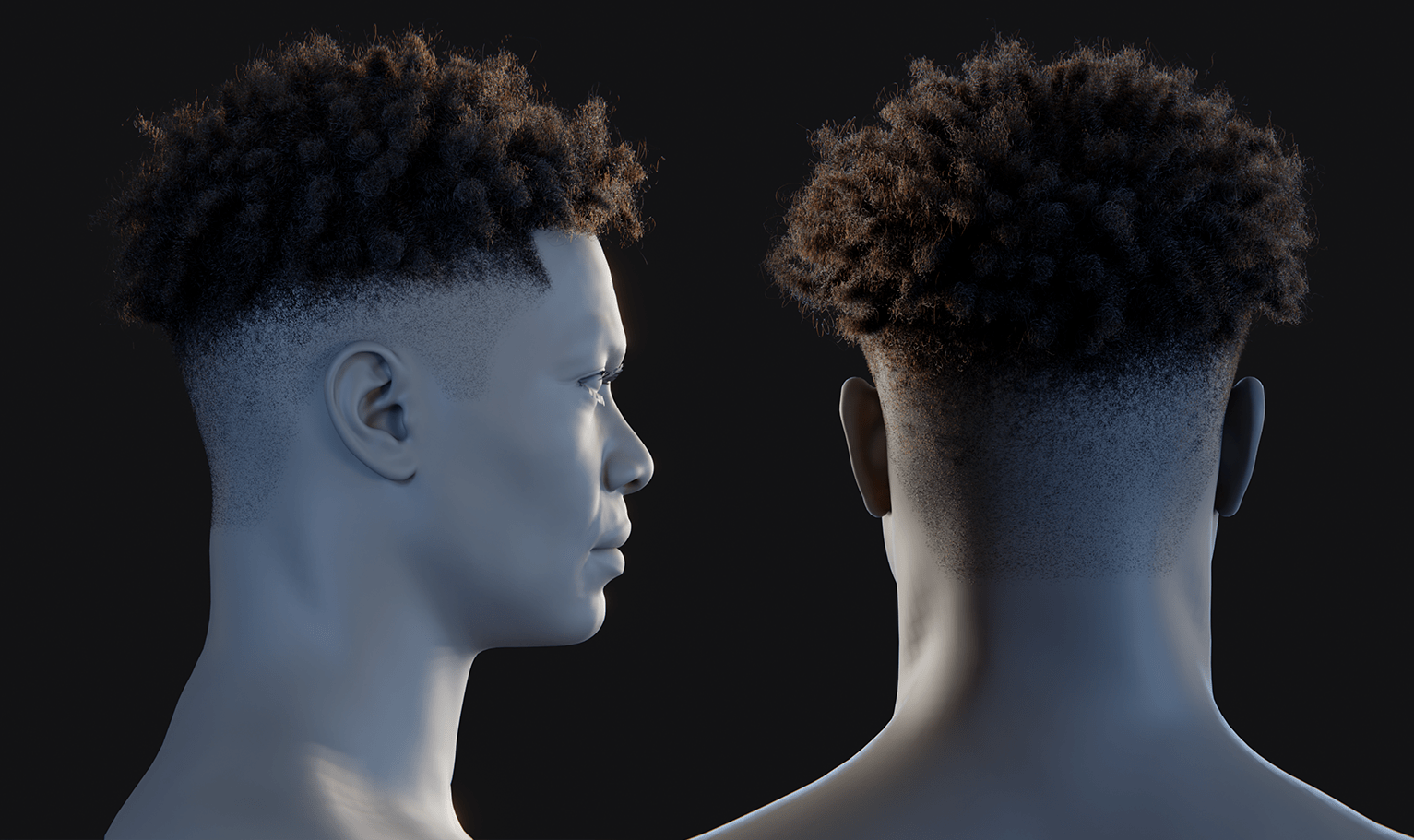 PixelHair ready-made Top short dreads fade 3D hairstyle in Blender using Blender hair particle system