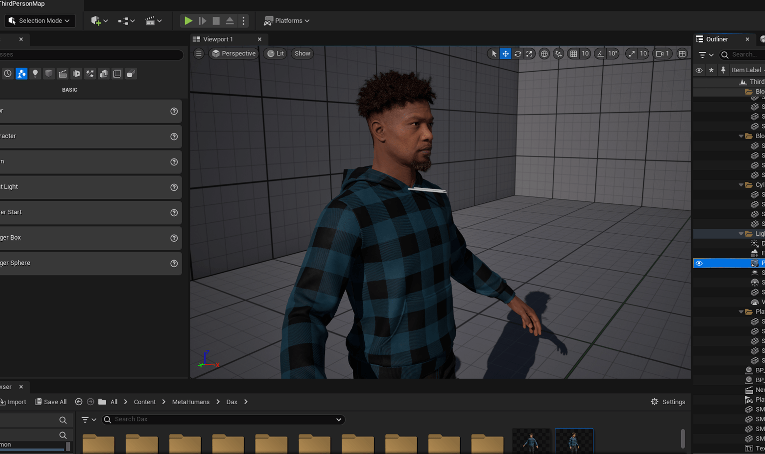 PixelHair ready-made PTop short dreads fade 3D hairstyle on a metahuman in Unreal Engine 5