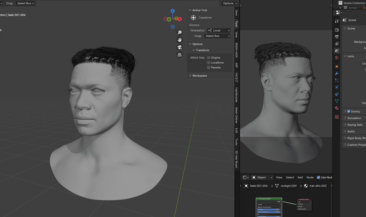 PixelHair ready-made top woven dreads fade 3D hairstyle in Blender using Blender hair particle system