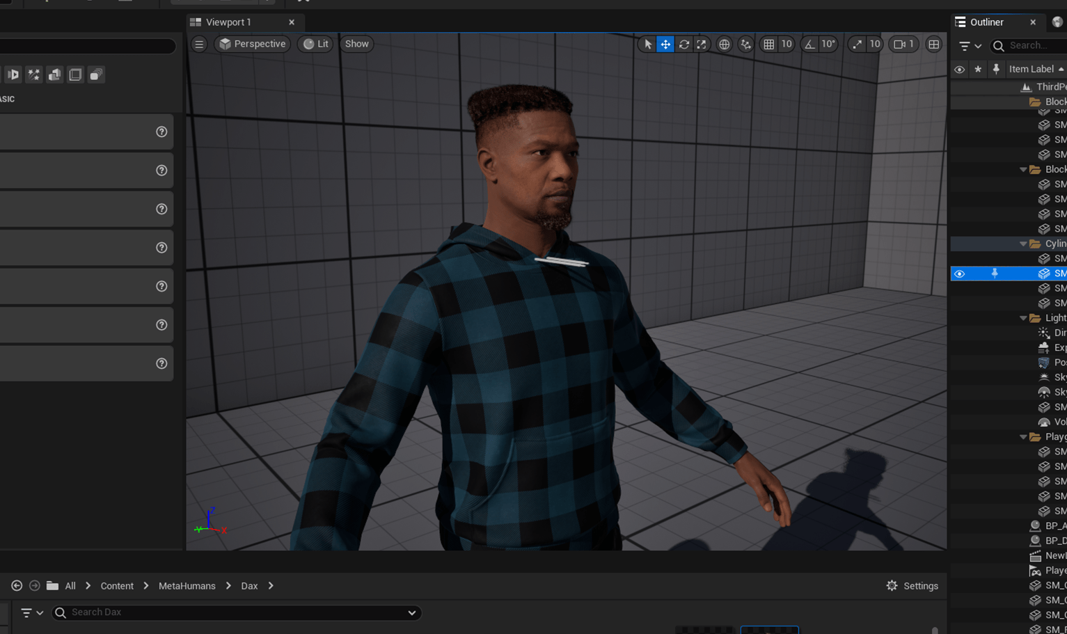 PixelHair ready-made top woven dreads fade 3D hairstyle on a metahuman in Unreal Engine 5