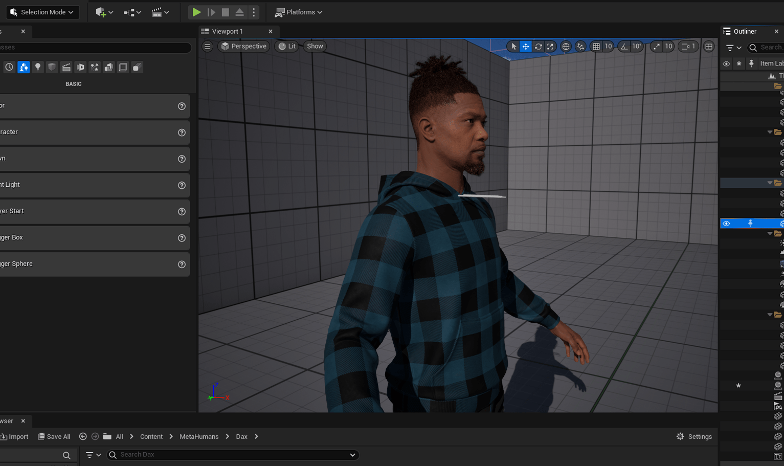 PixelHair ready-made top bun dreads fade dreads 3D hairstyle on a metahuman in Unreal Engine 5