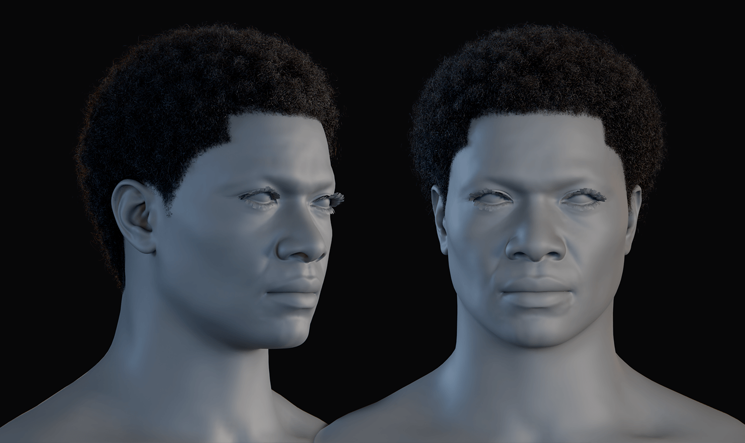 PixelHair ready-made Kobe Inspired Afro 3D hairstyle in Blender using Blender hair particle system