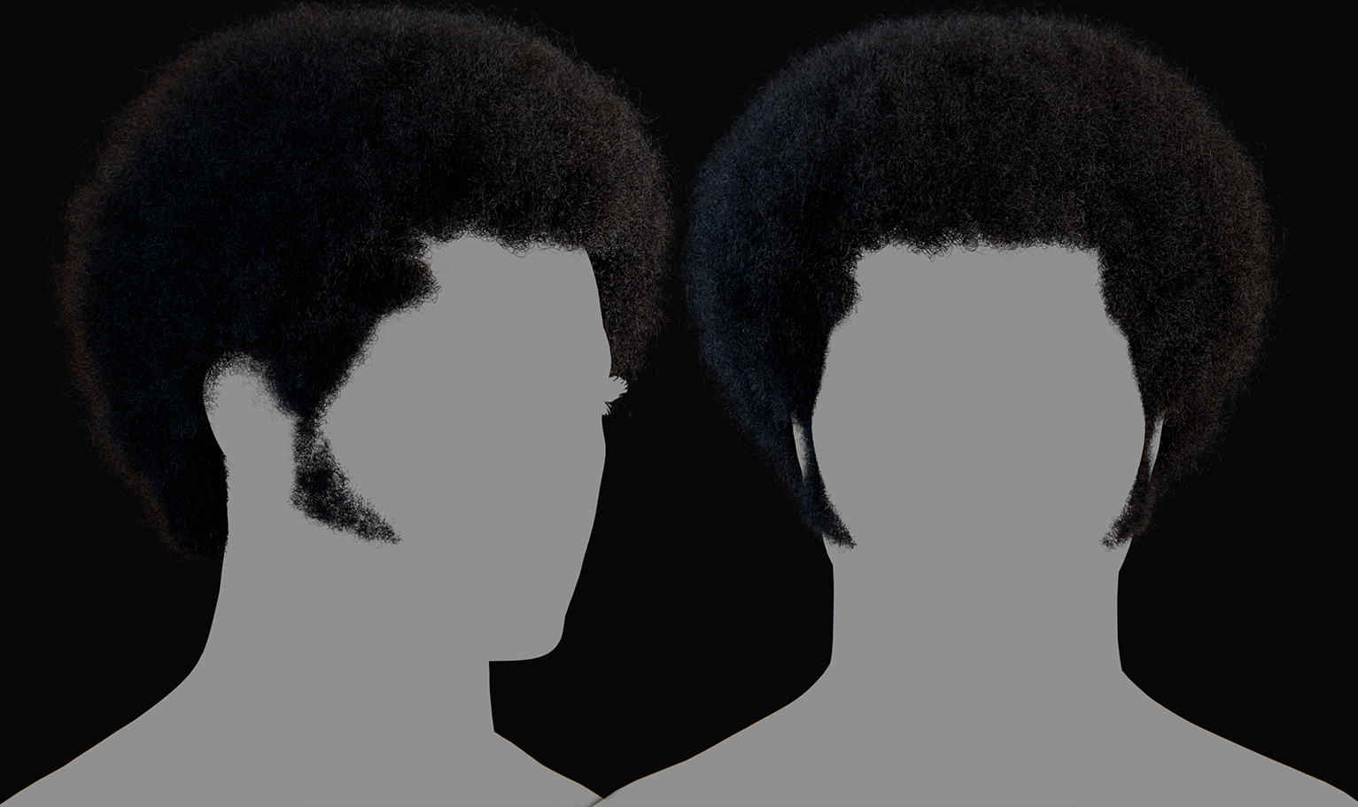 PixelHair ready-made Vintage Bob Afro 3D hairstyle in Blender using Blender hair particle system