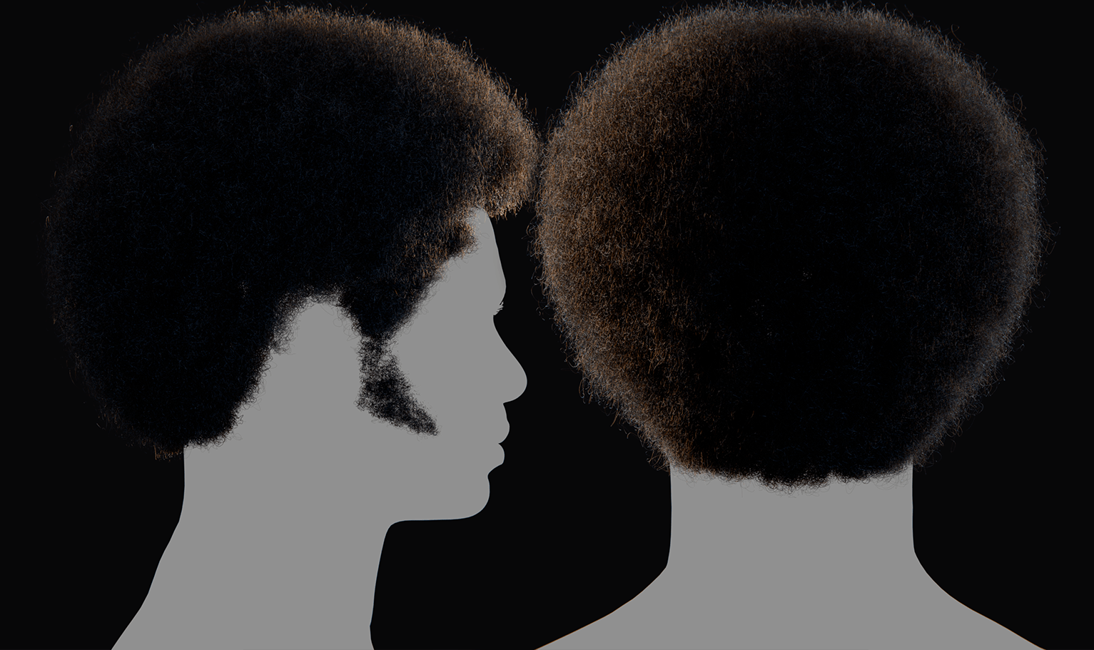 PixelHair ready-made Vintage Bob Afro 3D hairstyle in Blender using Blender hair particle system