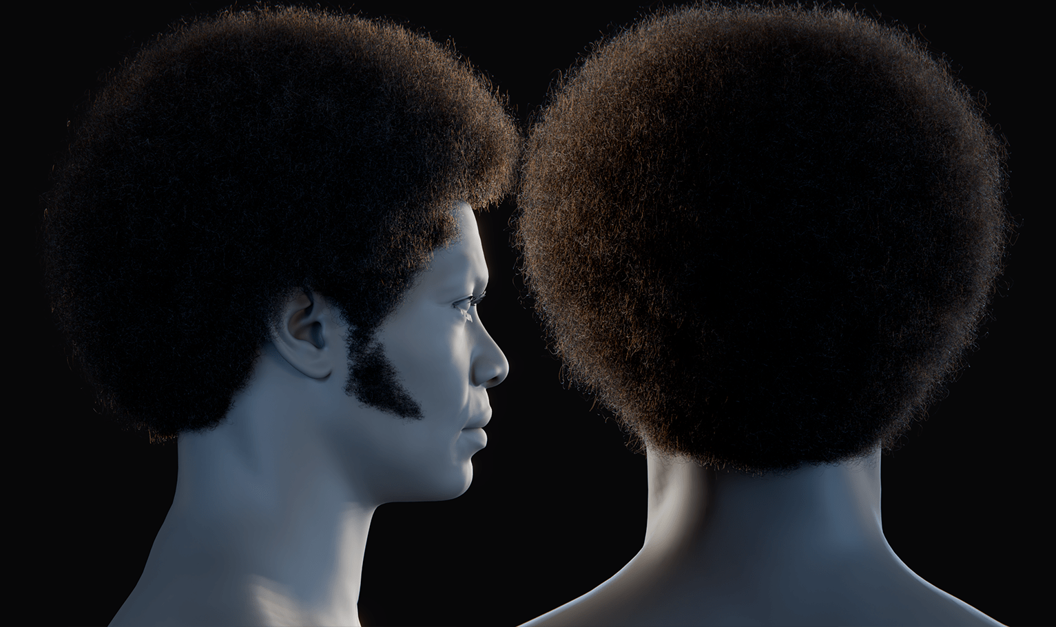 PixelHair ready-made Vintage Bob Afro 3D hairstyle in Blender using Blender hair particle system