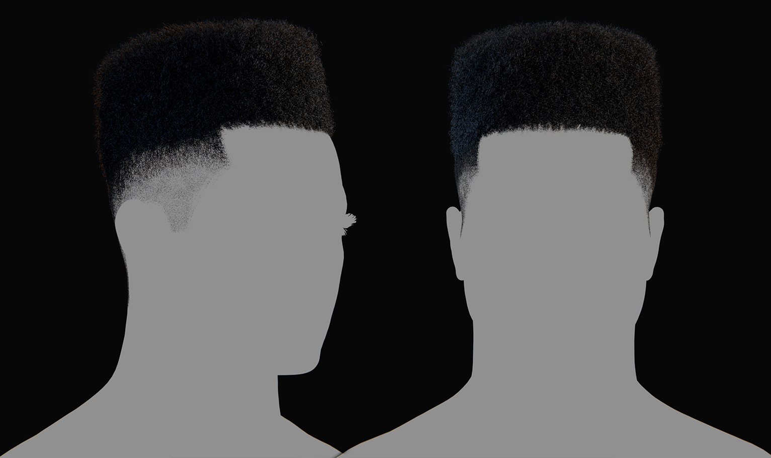 PixelHair ready-made Vintage Flat Top Afro hairstyle in Blender using Blender hair particle system