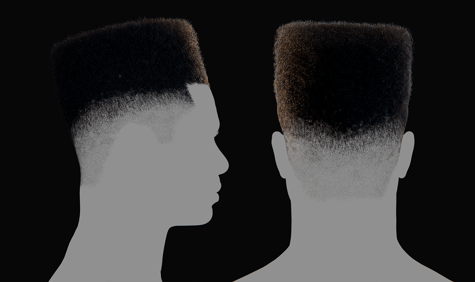 PixelHair ready-made Vintage Flat Top Afro hairstyle in Blender using Blender hair particle system